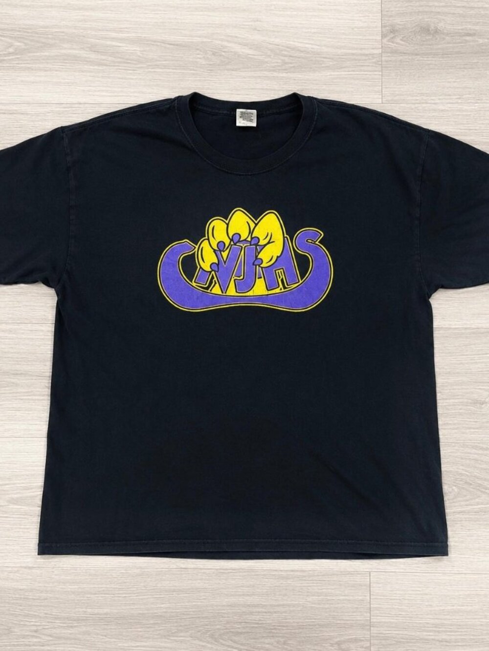 Vintage CNJHS LMS Graphic T-Shirt Black Purple Yellow Tee XL Y2K Streetwear